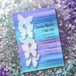 Bat Mitzvah Vlinder Turquoise Paarse Waterverf Kaart