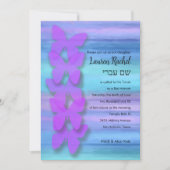 Bat Mitzvah Vlinder Turquoise Paarse Waterverf Kaart (Voorkant)