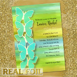 Bat Mitzvah Vlinder Waterverf Blauw Groen Geel Folie Uitnodiging<br><div class="desc">Bat Mitzvah Vlinder Waterverf Blauw Groen Geel Bat Mitzvah design van Umua. Gedrukt en verzonden door Zazzle of haar partner.</div>