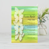 Bat Mitzvah Vlinder Waterverf Blauw Groen Geel Kaart (Staand voorkant)