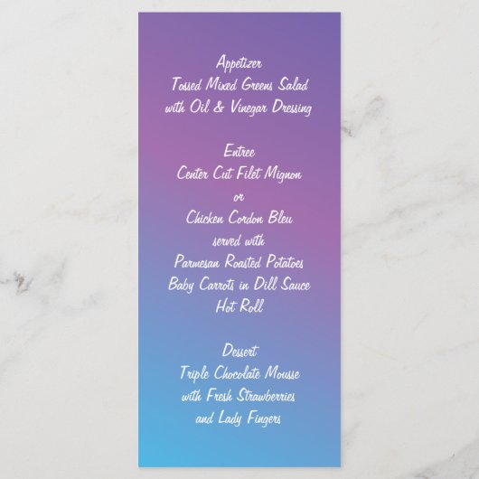 Bat Mitzvah voor Shelley Menu (Achterkant)