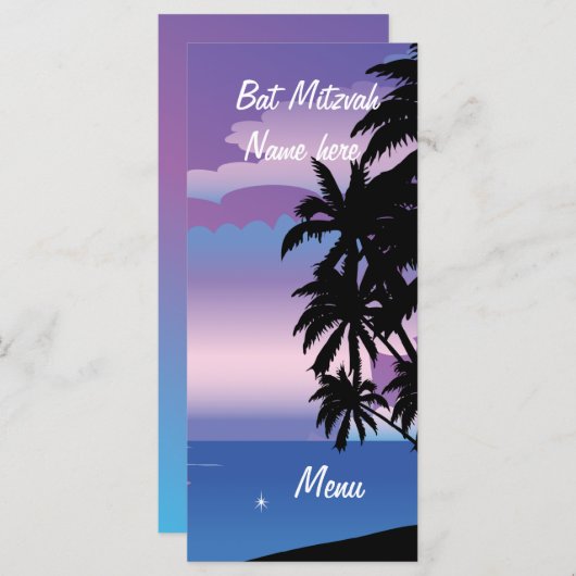 Bat Mitzvah voor Shelley Menu (Voorkant / Achterkant)