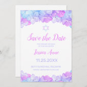 Bat Mitzvah Watercolo Floral Save the Date (Voorkant / Achterkant)