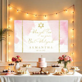 Bat Mitzvah Waterverf Banner Abstract Roze Verguld