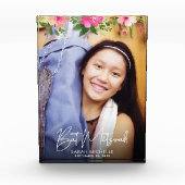 Bat Mitzvah Waterverf Floral Chic Script Keepomwil Fotoblokken (Voorkant)