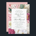 Bat Mitzvah Waterverf Floral Kaart<br><div class="desc">Florale uitnodigingen voor de Bat Mitzvah-Waterverf bevatten een stijlvolle waterverf bloemachtergrond met eucalyptus,  palmschijfjes,  rozen,  pinda's en ferns in gemuteerde tinten van pruimen,  grasmandaat,  groen,  perzik en roze. Gepersonaliseerd door de tekst in de tekstvakjes uit te geven verstrekt. Ontworpen door ©Evco Studio www.zazzle.com/store/evcostudio</div>