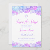Bat Mitzvah Waterverf Floral roze sparen de Datum Save The Date (Voorkant)