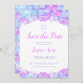 Bat Mitzvah Waterverf Floral roze sparen de Datum Save The Date (Voorkant / Achterkant)