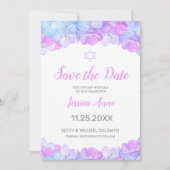 Bat Mitzvah Waterverf Floral roze sparen de Datum Save The Date (Voorkant)