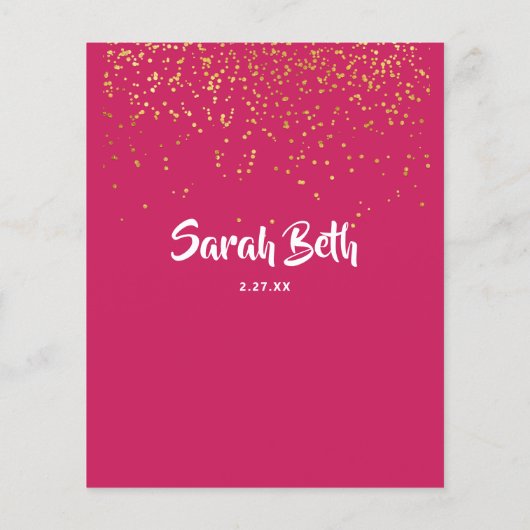 Bat Mitzvah Waterverf Glitter Budget Invlicitation (Achterkant)