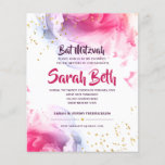 Bat Mitzvah Waterverf Glitter Budget Invlicitation<br><div class="desc">Onze Bat Mitzvah Uitnodiging met abstracte waterverf en goudglitter is een casual, elegante manier om vrienden en familie uit te nodigen voor de viering van Bat Mitzvah. Dit is een modern ontwerp dat een mooie indruk maakt. Vragen of speciale verzoeken om aanvullende gecoördineerde items: bericht ons of e-mail: bestdressedbread@gmail.com Mazel...</div>