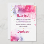 Bat Mitzvah Waterverf Glitter Hartelijk dank Bedankkaart (Voorkant)