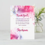 Bat Mitzvah Waterverf Glitter Hartelijk dank Bedankkaart (Staand voorkant)