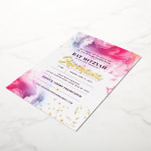 Bat Mitzvah Waterverf Glitter Invitation REAL Folie Uitnodiging (Gedraaid)