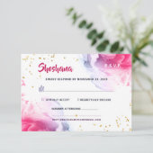 Bat Mitzvah Waterverf Glitter Response Kaart (Staand voorkant)