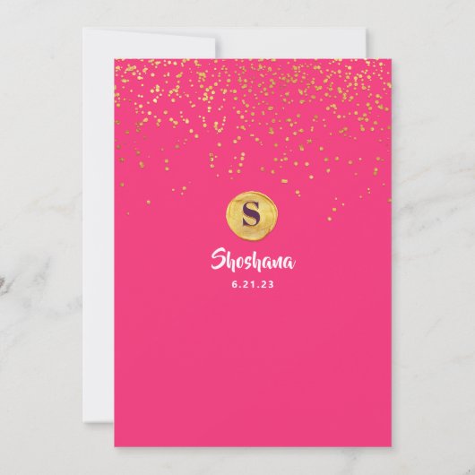 Bat Mitzvah Waterverf Glitter Uitnodiging (Achterkant)