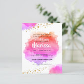 Bat Mitzvah Waterverf Glitter Uitnodiging (Staand voorkant)