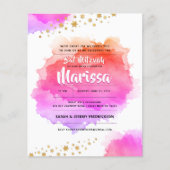 Bat Mitzvah Waterverf Glitter Uitnodiging (Voorkant)