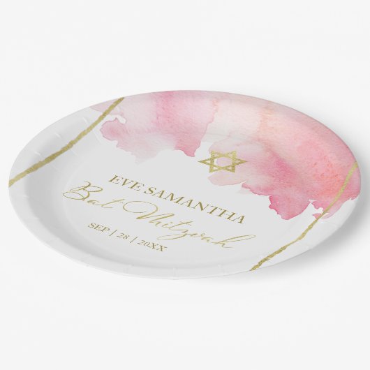 Bat Mitzvah Waterverf Papier Borden | ABSTRACT Papieren Bordje (Gekanteld)