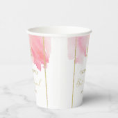 Bat Mitzvah Waterverf Papier Cups | Abstract roze Papieren Bekers (Rechts)