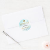 Bat Mitzvah Waterverf Pastel Blue Gold Hartelijk d Ronde Sticker (Envelop)