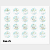 Bat Mitzvah Waterverf Pastel Blue Gold Hartelijk d Ronde Sticker (Vel)