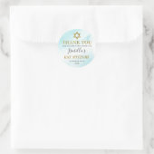 Bat Mitzvah Waterverf Pastel Blue Gold Hartelijk d Ronde Sticker (Tas)
