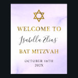 Bat Mitzvah Waterverf Pastel Paarse Goud Welkom Poster<br><div class="desc">Bat Mitzvah Waterverf Pastel Paarse Goud Welkom Poster</div>