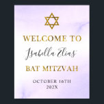 Bat Mitzvah Waterverf Pastel Paarse Goud Welkom Poster<br><div class="desc">Bat Mitzvah Waterverf Pastel Paarse Goud Welkom Poster</div>