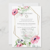 Bat Mitzvah | Waterverf Roze papaver Verse 2 Kaart (Voorkant)