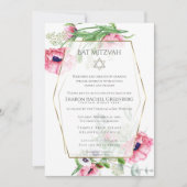 Bat Mitzvah | Waterverf Roze papaver Verse 3 Kaart (Voorkant)