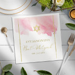 Bat Mitzvah Waterverf servetten | Abstract roze<br><div class="desc">Doe mee met de magie van traditie en stijl met onze 'Roze Waterverf' Mitzvah Bat Invitations! Deze uitnodigingen, doordrenkt met zachte tinten van blos, brengen uw speciale evenement in de schijnwerpers met elegantie en hart. Verhoog je viering met deze artistieke koepels die gasten zeker zullen koesteren. Ontvouw herinneringen in stijl....</div>