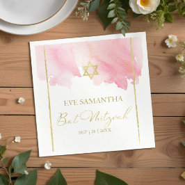 Bat Mitzvah Waterverf servetten | Abstract roze