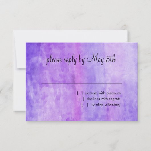 Bat Mitzvah Waterverf Streak Paarse ster David RSVP Kaartje (Voorkant)