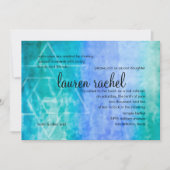 Bat Mitzvah Waterverf Streaks Blue Star van David Kaart (Voorkant)