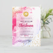 Bat Mitzvah Waterverf Uitnodiging (Staand voorkant)