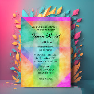 Bat Mitzvah Waterverf Vibrant Colorful Star Kaart