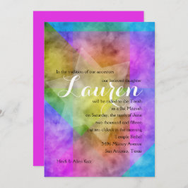 Bat Mitzvah Waterverf Vibrant Colorful Star Kaart