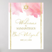 Bat Mitzvah Welkomstborden | WATERVERF ABSTRACT Poster (Voorkant)