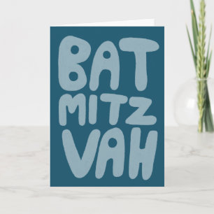 BAT MITZVAH  Wenskaart Blauw Blauwgroen Kaart