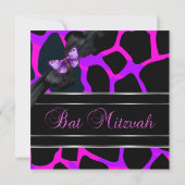 Bat Mitzvah Wilde Roze Paarse Vlinder Kaart (Achterkant)