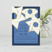 Bat Mitzvah Witte Gouden Ster van David Kaart (Staand voorkant)