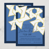 Bat Mitzvah Witte Gouden Ster van David Kaart (Voorkant / Achterkant)