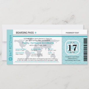 Bat Mitzvah World Traveler Boarding Pass Kaart