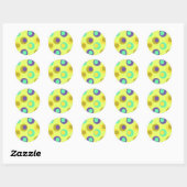 Bat Mitzvah Yellow Field met Paarse en Aqua Stippe Ronde Sticker (Vel)