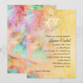Bat Mitzvah Yellow Tie Dye Design Invitation Kaart (Voorkant / Achterkant)