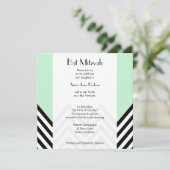 Bat Mitzvah - Zigzag, Chevron - Mint Green, Black Kaart (Staand voorkant)