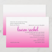 Bat Mitzvah Zilver en Roze Gradiënt Kaart (Voorkant / Achterkant)