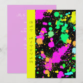 Bat Mitzvah, Zoet Zestien, Neon, AangepasteUitnodi Kaart (Voorkant / Achterkant)