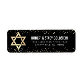 Bat Mitzvah Zwart Goud Glitter Vet Retouradres Etiket (Voorkant)